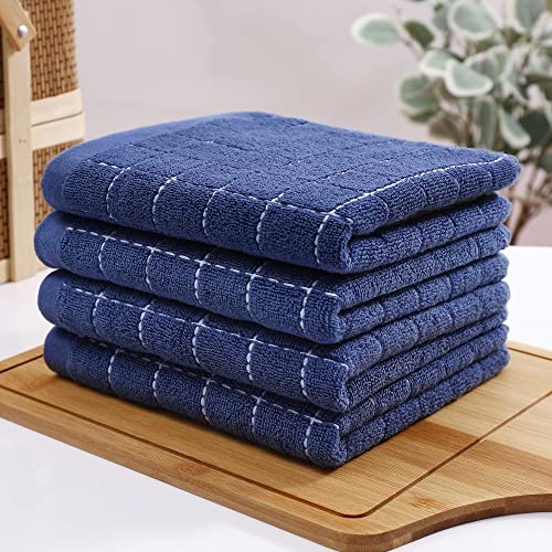 100% Cotton Terry Kitchen Towels (Navy Blue / 13 X 28 - 6 Pack)