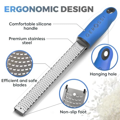 Stainless Steel Cheese Grater & Lemon Zester w (Light-Blue)