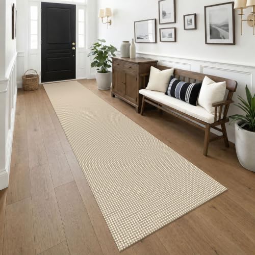 Cotton 2.5'x14' Runners Rugs for Hallway (Oatmeal Beige / 2'8" x 14' (Runner))