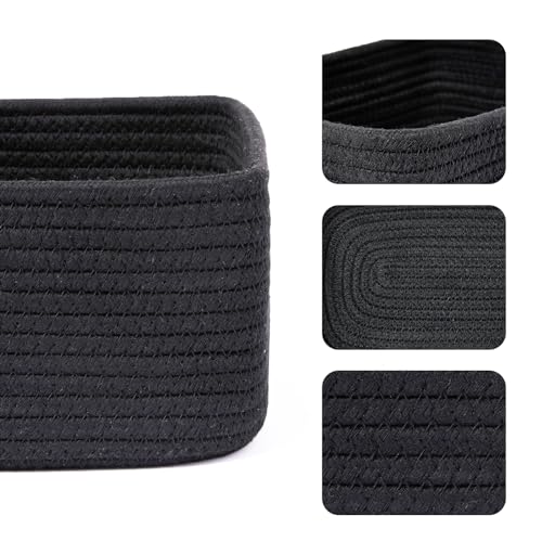 Small Storage Baskets for Organizing (4pcs-L11.5xW7.5xH4.7" / Black)