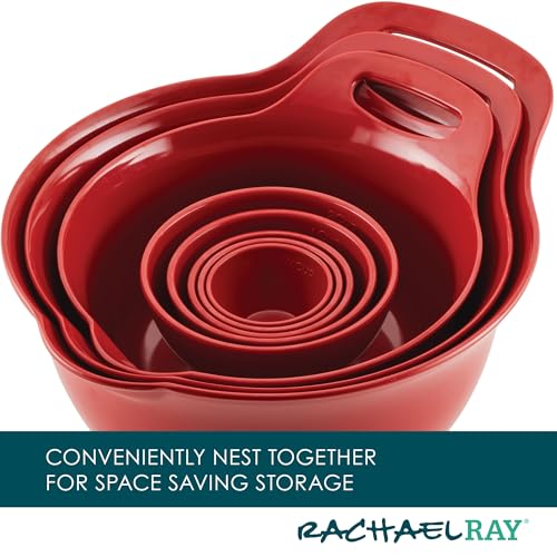 Pantryware Nesting Mixing Bowls with Built (10 Piece / Red)