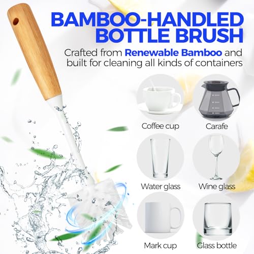 6 Pack Dish Brush with Bottle Brush Scrub Brush Straw (White)