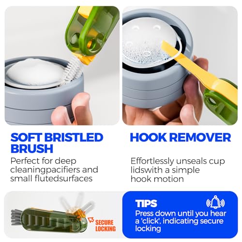 6 Pack 4 in 1 Cup Lid Cleaning Brush 3 Straws Bottle Brush (Olive)