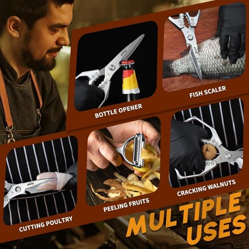 Kitchen Scissors and Vegetable Peeler Set (Bright Silver)