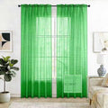 Check Sheer Curtains 90 Inches 2 Panels Set (Check - Green / 52"W x 90"L (Pack of 2))
