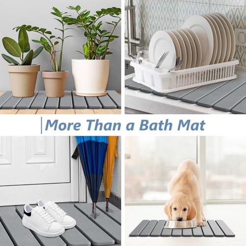 Foldable Stone Bath Mat (Grey / 23.6" x 15.5")