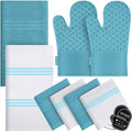 Dish Towels and Dishcloths with Oven Mitts Sets (Lake Blue)