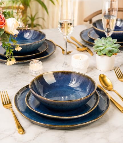 Ceramic Dinnerware Sets for 4 (Ocean Teal / Service for 4(12Pcs))