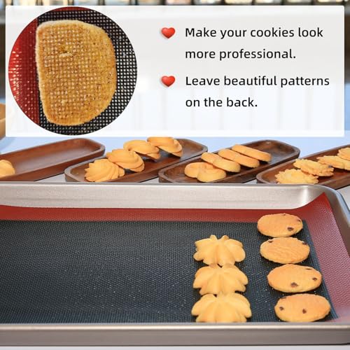 Perforated Silicone Baking Mat for Jelly Roll Pan (Black Background with Red Trim / (14.5'' x 9.6'') Jelly Roll)