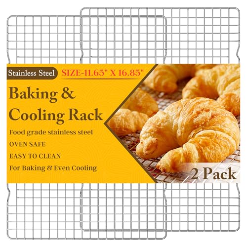 2 PCS Cooling Racks for Cooking and Baking (11.65''x16.85''-2PC / Silver)