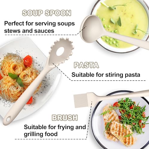 22 Piece Silicone Cooking Utensils Set (Khaki)