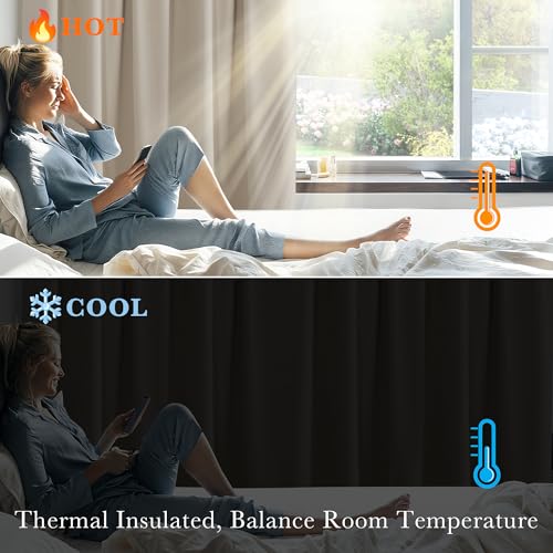 Rod Pocket and Back Tab Blackout Curtains for Bedroom (Cream / 70"W x 63"L (Pack of 2))
