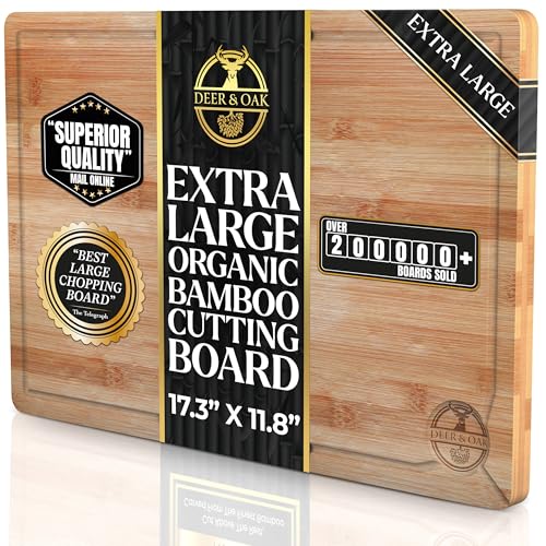 Extra Large Bamboo Cutting Board 17.3 x 11.8 x 0.8 Inch (`x-large)