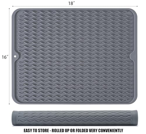 Silicone Dish Drying Mat (Grey / 18" x 16")