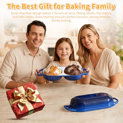 Mini Double Dutch Oven For Sourdough Bread Baking (Blue / 2.2QT)