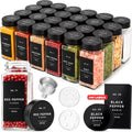 Glass Spice Jars with Label (Black Stainless Steel Lid)