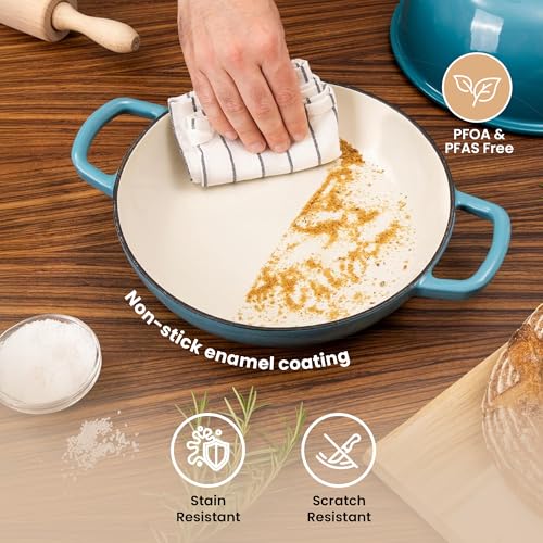 Enamelled Cast Iron Dutch Oven Pot (Light Blue)