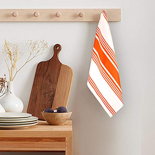 Kitchen Towels 100% Cotton Dish Towels for Kitchen (20" x 30" (Set of 6) / 053 Orange/White)