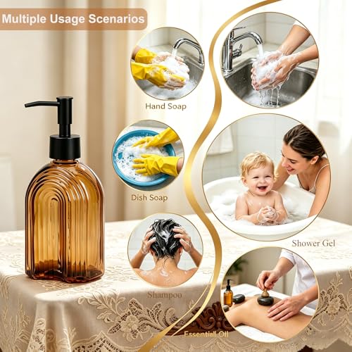 Black Pump Glass Soap Dispenser (Amber R)