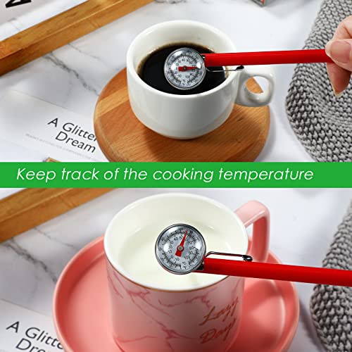 24 Pcs Stainless Steel Kitchen Dial Thermometer 5" (Red)