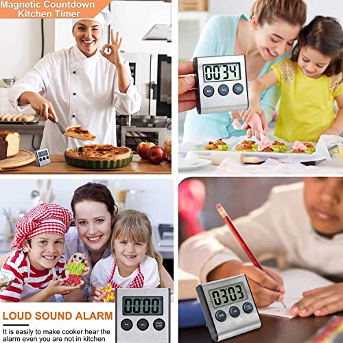2 Pack Digital Magnetic Countdown Timer with Loud Alarm for Cooking (2pcs)