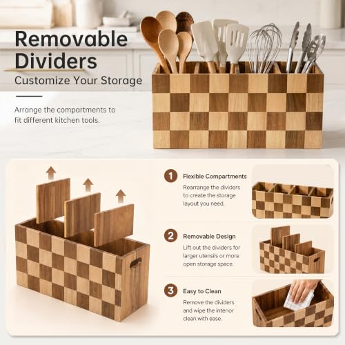 Kitchen Utensil Holder (Checkered / 4 Compartment)