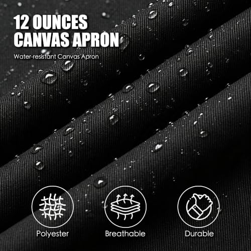 Chef Apron for Men Women with Pockets Adjustable Neck Strap (Black)