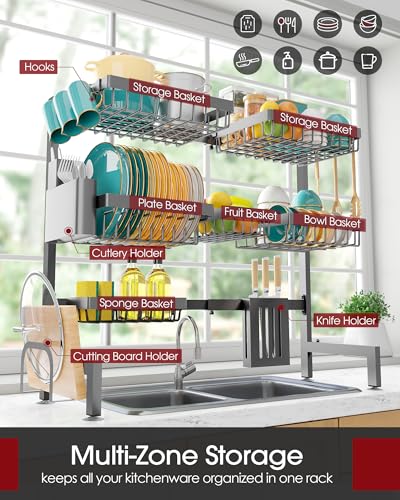 Over The Sink Dish Drying Rack (Gray / Ultra - 6 Baskets)