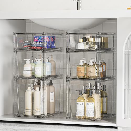 Clear Stackable Storage Drawers (2 Large+2 Medium+2 Small)