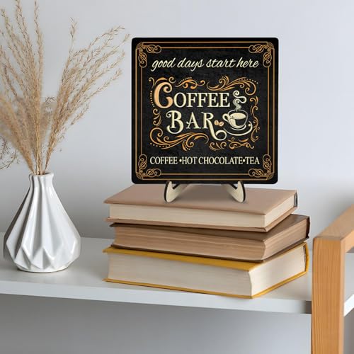 Vintage Coffee Bar Decor Sign (Black / 5.9 x 5.9 x 0.32 inches)