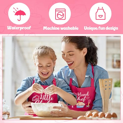 2 Pcs Adults Kids Matching Apron Set (Head Chef-little Chef)