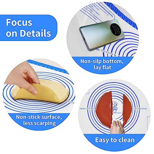 Silicone Pastry Mat for Dough Rolling (Blue / 28"L x 20"W)