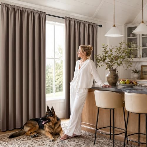 Khaki Blackout Curtains 72 inch Length 2 Panels Set (Khaki / 52"W x 72"L (Pack of 2))