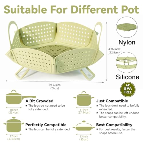 Large Collapsible Silicone Steamer Basket (Green)