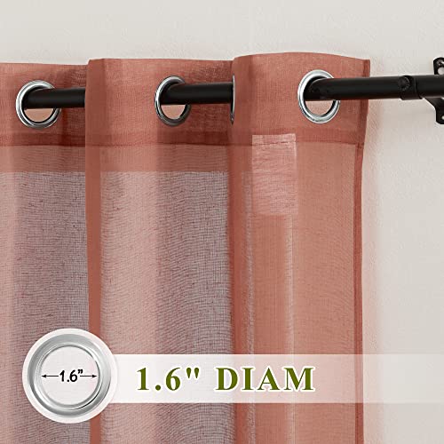 Burnt Orange Linen Curtains 63 inch Length 2 Panels Set (36"W x 63"L (Pack of 2) / Burnt Orange)