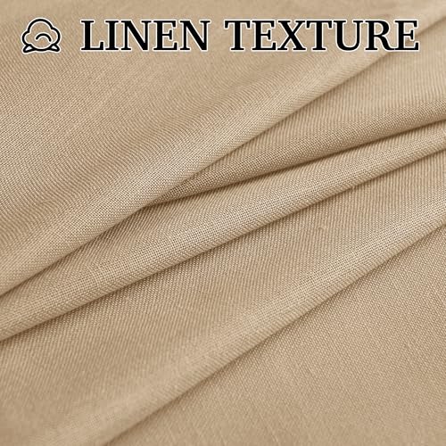 Linen Semi Sheer Curtains for Bedroom Living Room 95 inches Long (H - Camel / 52"W x 95"L (Pack of 2))
