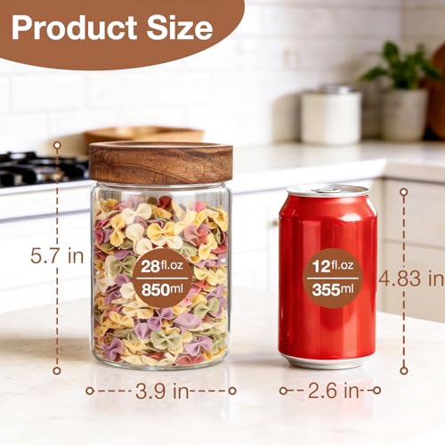 6Pcs 28 oz Glass Jars with Wooden Lids (28oz-6pcs)