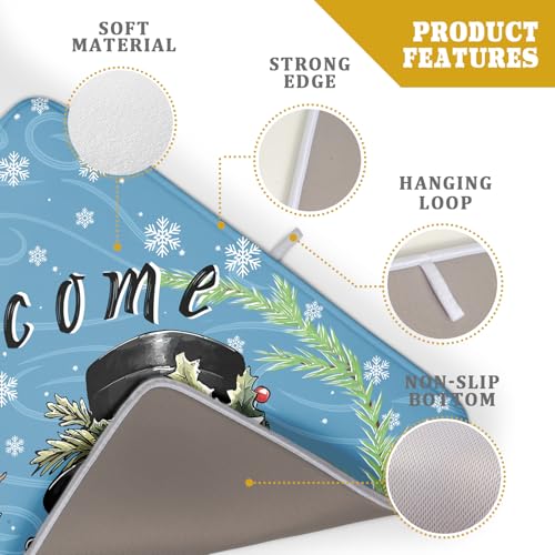 Christmas Snowman Dish Drying Mat for Kitchen Counter 18x24 Blue White Snowflake Welcome Winter Holiday Absorbent Reversible Microfiber Drying Mats Kitchen Countertop Protector Dishes Drainer Rack Pad (18" x 24")