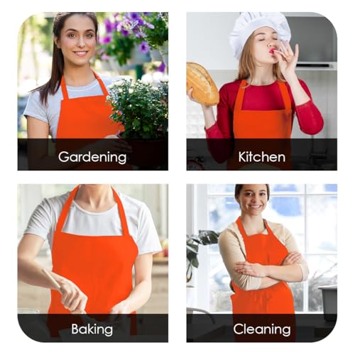 orange aprons for adults chef apron for men bbq apron for men aprons bulk (Pack of 2 / Orange)