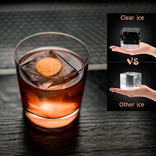 Upgrade 2 Inch Clear Ice Cube Tray Make 8 Large Square Crystal Ice Cube Maker for Cocktail (2 Inch cube)