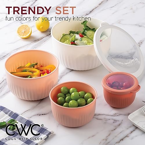 Prep Bowls with Lids (Grey/Pink / 12 Piece Set - Deep Bowls)