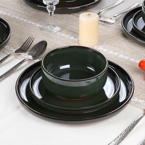 Stoneware Dinnerware Sets for 2 (Blackish Green / Service for 2)