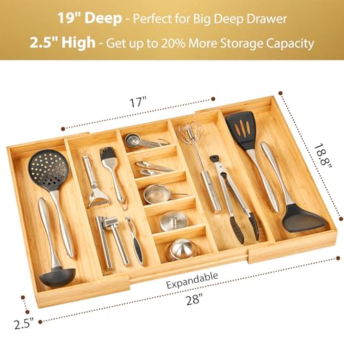 Extra Large Expandable Kitchen Drawer Organizer for Utensil and Junk (For Utensil (17"~28" x 19"))
