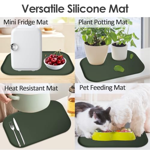 Silicone Coffee Maker Mat with Lip for Countertops 17.4''x10.6'' Dark Green (Dark Olive / 17.4'' x 10.6'')