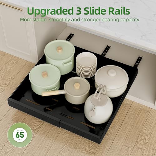 2 Pack Expandable Pull Out Cabinet Organizer (21"D X 12-20"W (2 Pack) / Black)