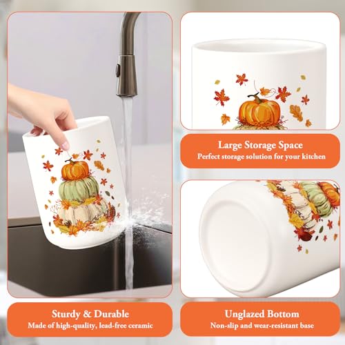 Fall Ceramic Utensil Holder Orange