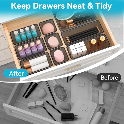 12 PCS Drawer Organizer Set (Black / 12 Pcs)