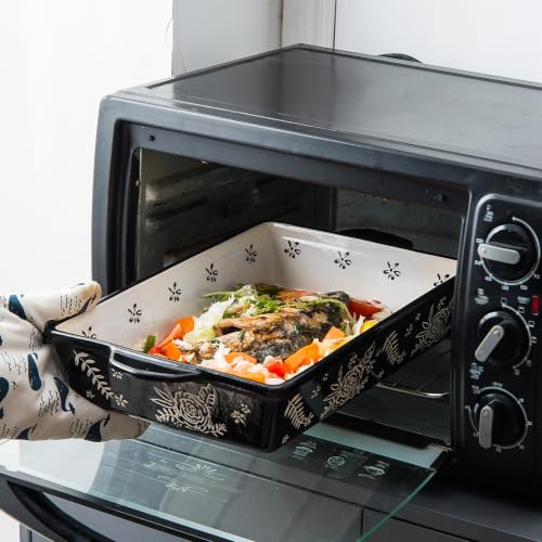 Casserole Dishes For Oven Baking Dish Ceramic Casserole Dish Lasagna Pan Baking Dishes For Oven Baking Dish Set (3-PCS Black)