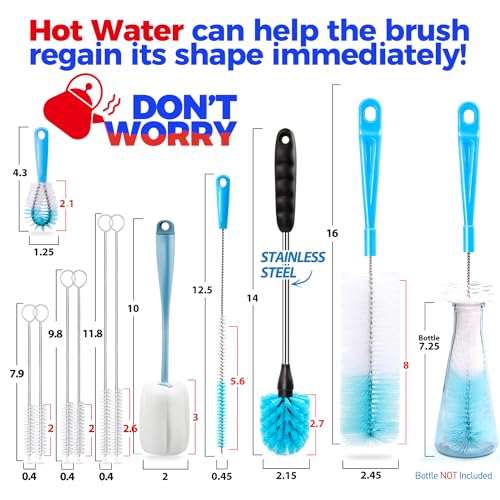 Bottle Brush Tube Cleaning Lab Set with Long Handle (Azul)