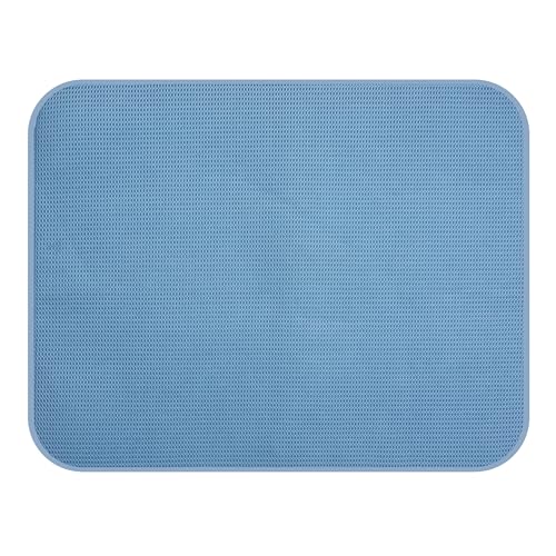 Absorbent Reversible Microfiber Dish Drying Mat for Kitchen (18" x 24" / Blue)